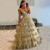 Puffy Off-Shoulder Evening Dress | Layered Tulle Sweetheart Prom Gown