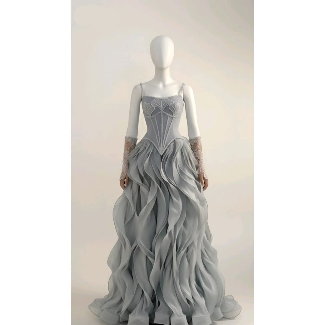 Luxuriöses gerafftes A-Linien-Ballkleid | Perlenbesetztes Sweetheart-Abendkleid