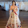 White A-Line Floral Prom Gown | Off-Shoulder Sweetheart Gala Dress