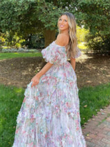 Floral Mesh Prom Dress | Luxury Graduation Gown & Evening Dress