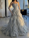 Luxuriöses gerafftes A-Linien-Ballkleid | Perlenbesetztes Sweetheart-Abendkleid