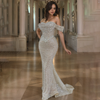 Pearl Sweetheart Prom Dress | Off-The-Shoulder Hollow Fishbone Gown