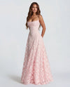 Damen Maxikleid mit Spaghettiträgern, Abendkleid, floraler Jacquard