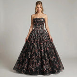 Ärmelloses schulterfreies A-Linien-Ballkleid | Elegantes Geburtstagsparty-Abendkleid