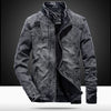 Men's Vintage Denim Bomber Jacket – Solid Casual Jeans Coat with Stand Collar