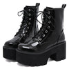 Women’s Gothic 8cm+ Chunky Wedge Patent Leather Platform Ankle Boots