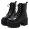 Women’s Gothic 8cm+ Chunky Wedge Patent Leather Platform Ankle Boots