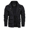Men's Winter Fleece Bomber Jacket– Multi-Pocket Motorcycle Jacket with Stand Collar