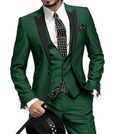 Herren 3-teiliger Slim Fit Anzug – Gentleman Hochzeits-Smoking, Reverskragen Bräutigam Terno Set