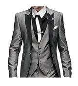Herren 3-teiliger Slim Fit Anzug – Gentleman Hochzeits-Smoking, Reverskragen Bräutigam Terno Set