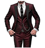 Herren 3-teiliger Slim Fit Anzug – Gentleman Hochzeits-Smoking, Reverskragen Bräutigam Terno Set