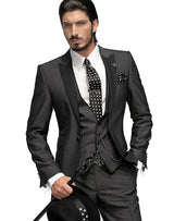 Herren 3-teiliger Slim Fit Anzug – Gentleman Hochzeits-Smoking, Reverskragen Bräutigam Terno Set