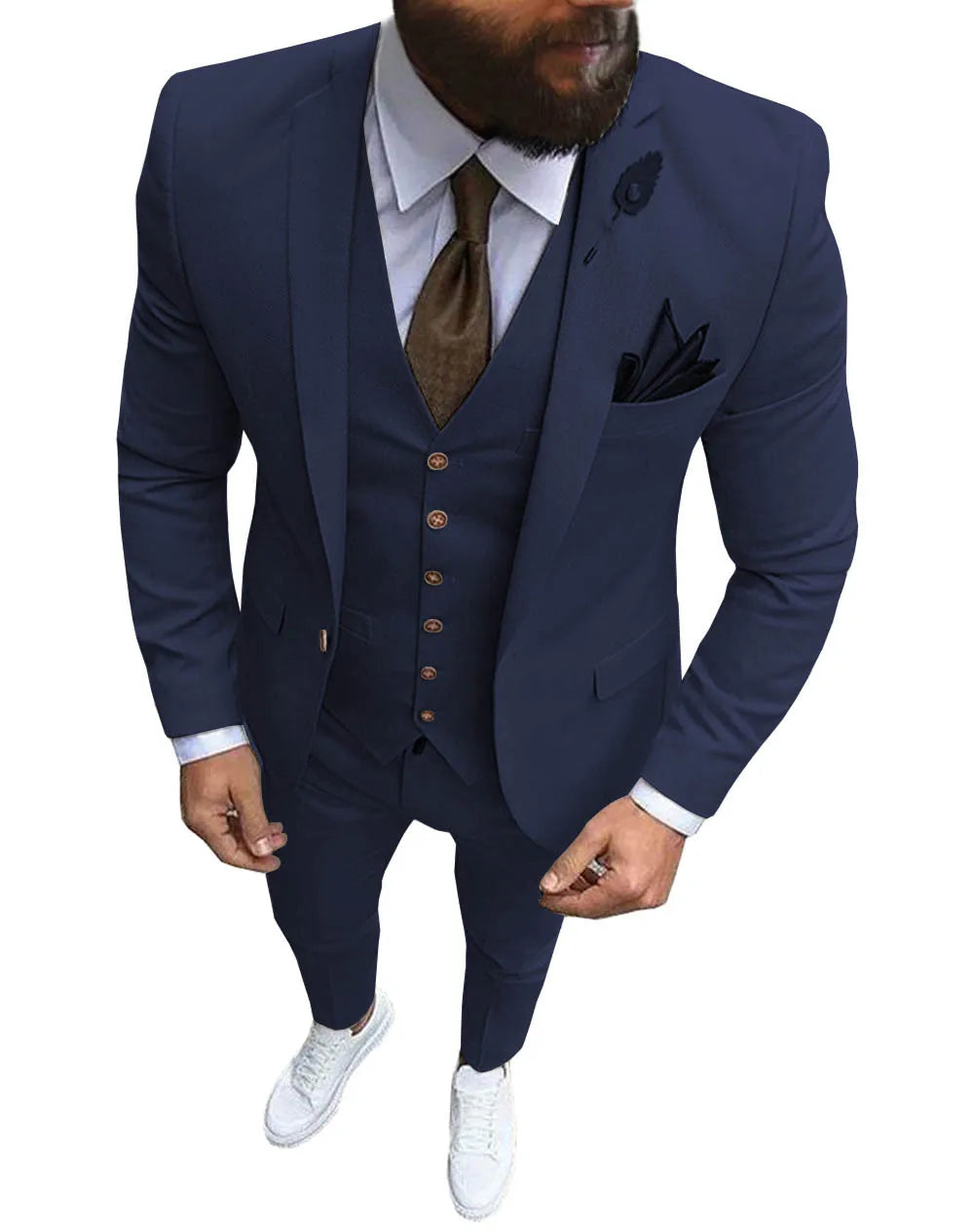 Men's 3-Piece Slim Fit Suit – Formal Business Notch Lapel Tuxedo, Wedding Best Man Blazer, Vest & Pants Set for Men