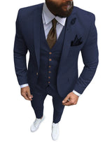 Herren 3-teiliger Slim Fit Anzug – Formeller Business-Smoking mit fallendem Revers, Hochzeits-Trauzeugen-Blazer, Weste & Hose Set für Herren