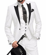 Herren 3-teiliger Slim Fit Anzug – Gentleman Hochzeits-Smoking, Reverskragen Bräutigam Terno Set