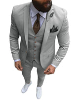 Herren 3-teiliger Slim Fit Anzug – Formeller Business-Smoking mit fallendem Revers, Hochzeits-Trauzeugen-Blazer, Weste & Hose Set für Herren