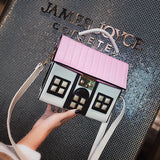 Creative House-Shaped Leather Handbag | Funny Personality Crossbody Bag