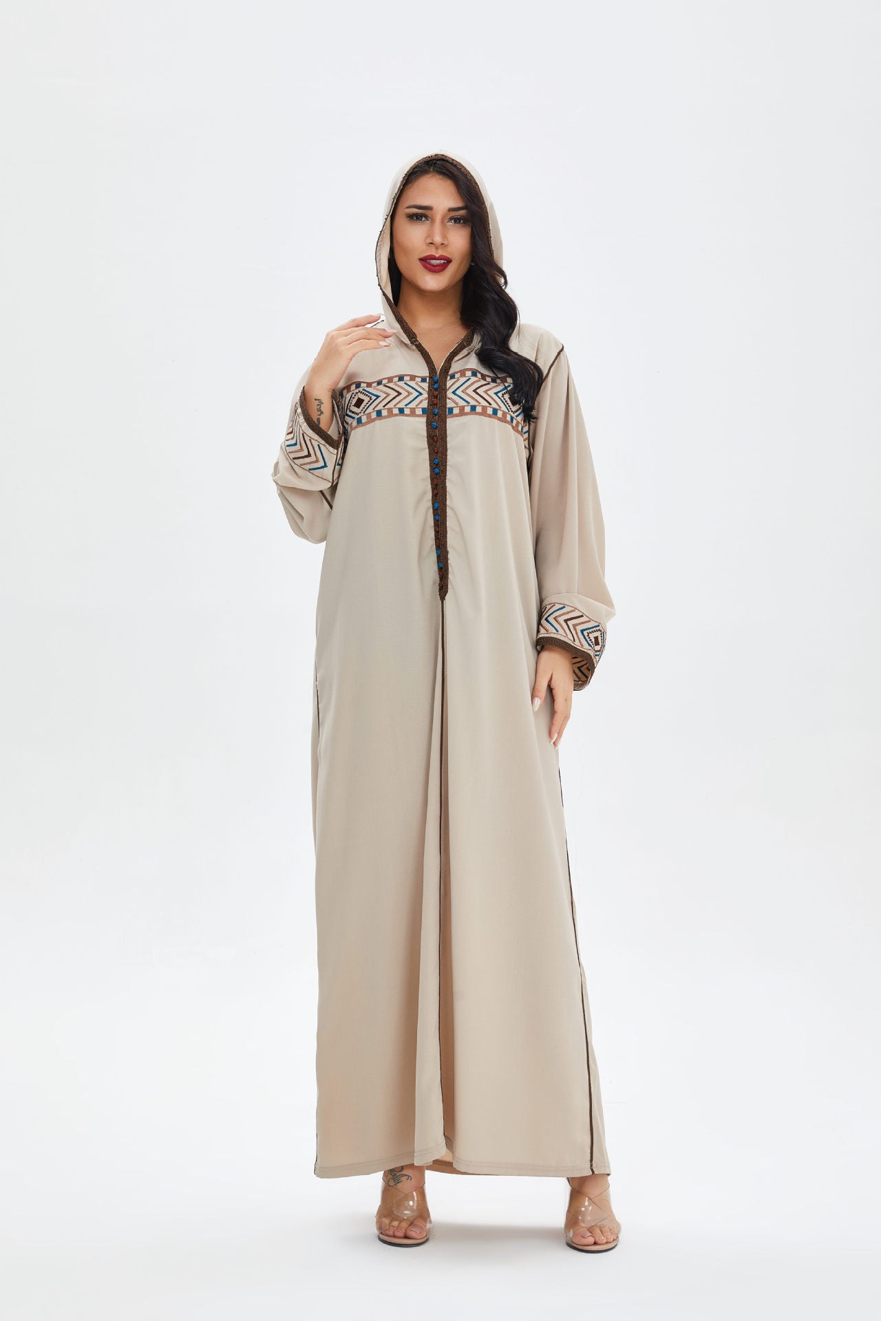 Elegant Turkish Hooded Abaya for Women | Moroccan Kaftan and Islamic Hijab Dress