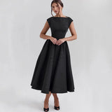 Women's French Style Backless Midi Dress