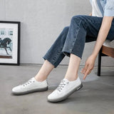 Women’s Genuine Leather Loafers – Soft Sole Lace-Up Flats