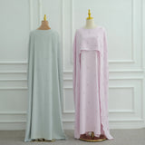 Damen-Cape-Abaya mit Perlen- und Diamantbesatz – Luxuriöser Kaftan, Schal, bescheidenes muslimisches Kleid
