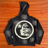 Hellstar HS Wash Water Heavy Diamond Hoodie – Unisex Black Distressed Streetwear