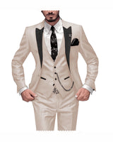 Herren 3-teiliger Slim Fit Anzug – Gentleman Hochzeits-Smoking, Reverskragen Bräutigam Terno Set