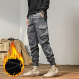 Men’s Winter Y2K Harem Tactical Utility Fleece Cargo Pants