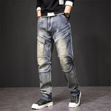 Men's Retro Punk Street Jeans | Fashion Distressed Denim Trousers