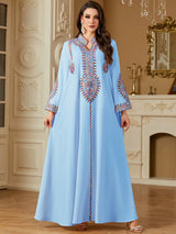Luxuriöses muslimisches Stickerei-Kleid für Frauen | Elegante Party-Abaya und marokkanischer Kaftan