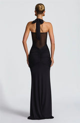 Sexy Halter Backless Maxi Dress – Women’s Patchwork Off-Shoulder Bodycon