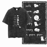 Säuregewaschenes Katzen-Grafik-T-Shirt | Unisex Exklusives Streetwear T-Shirt