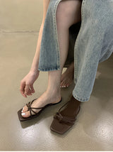 Damen Bequeme Strand-Flip-Flops – Lässige Slip-On-Pantoletten, Modische Anzieh-Slides