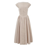 Women's French Style Backless Midi Dress