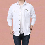Men’s Pure Cotton Loose Fit Long Sleeve Tooling Cargo Shirt