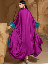 Atemberaubende violette 2-teilige Abaya mit fließendem Cardigan und passendem inneren Maxi