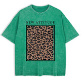 Damen Oversized Washed Cotton Top mit auffälligem Leopardenprint