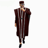 Men’s 4-Piece African Agbada Set | Grand Robe, Dashiki Shirt, Ankara Pants & Tribal Hat