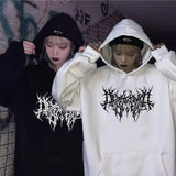 Vintage Y2K Gothic Print Hoodie für Damen | Locker geschnittenes Streetwear Langarm Sweatshirt