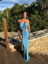 Women’s Sexy Cutout Waist Spaghetti Strap Maxi Dress