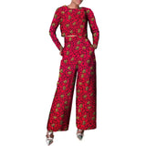 Women Wax Cotton Elegant Full Sleeve Cropped Top and Wide Leg Trousers Set