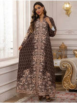 Das „Mosaic Diamond“ Kleid – charakteristisches bedrucktes Dubai Abaya – Kaftan im Boutique Marokko-Stil