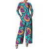 Women Wax Cotton Elegant Full Sleeve Cropped Top and Wide Leg Trousers Set