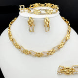 Elegante kubanische Gliederkette & passende Ohrringe – Kühnes Brautschmuck-Set