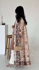 The "Royal Archive" Vintage Print Abaya | Open-Front Cardigan & Dubai Luxury Robe