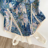 The "Laredo" American Retro Camisole | Vintage Floral Lace-Spliced Strap Top