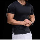 Herren hochelastisches Fitness-Trainings-T-Shirt | Atmungsaktives, eng anliegendes Sport-Laufshirt