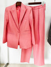 High-End Designer-Anzug-Set für Damen – Einreihiger Blazer mit Rautenmuster & High-Waist-Hose