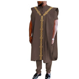 African Men’s 3-Piece SetDashiki Coat, Short Sleeve Shirt, and Ankara Pants