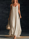 Women's Loose-Fitting A-Line Long Summer Dress with Thin Straps